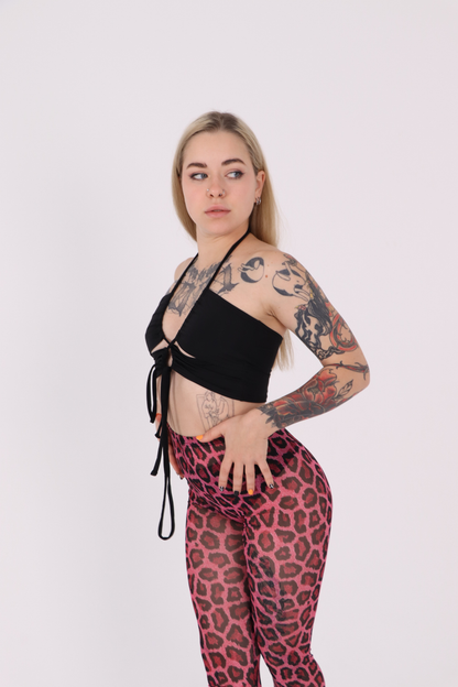 Pink Leopard Mesh Leggings