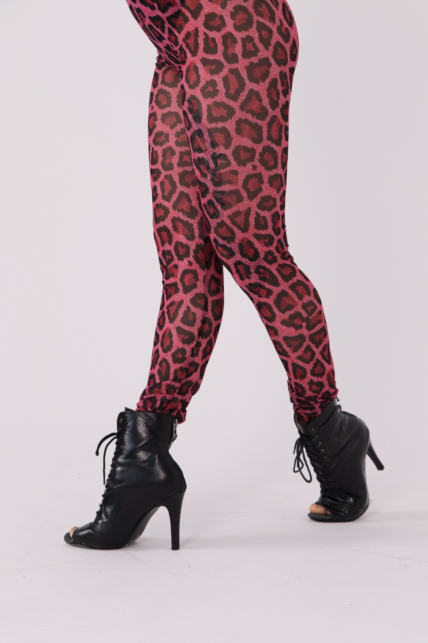 Pink Leopard Mesh Leggings