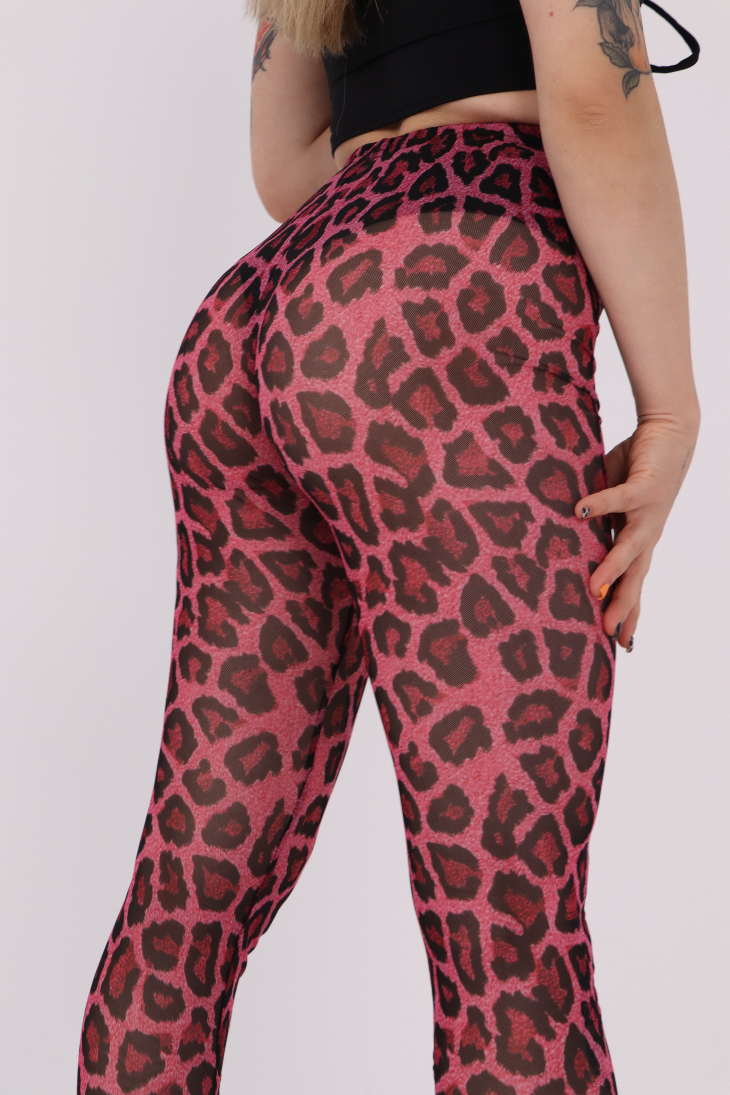 Pink Leopard Mesh Leggings