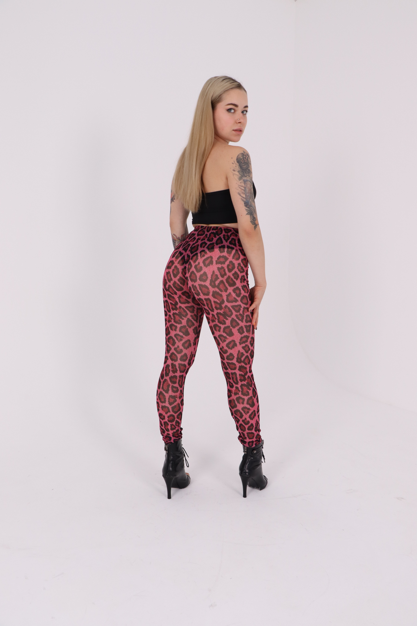Pink Leopard Mesh Leggings