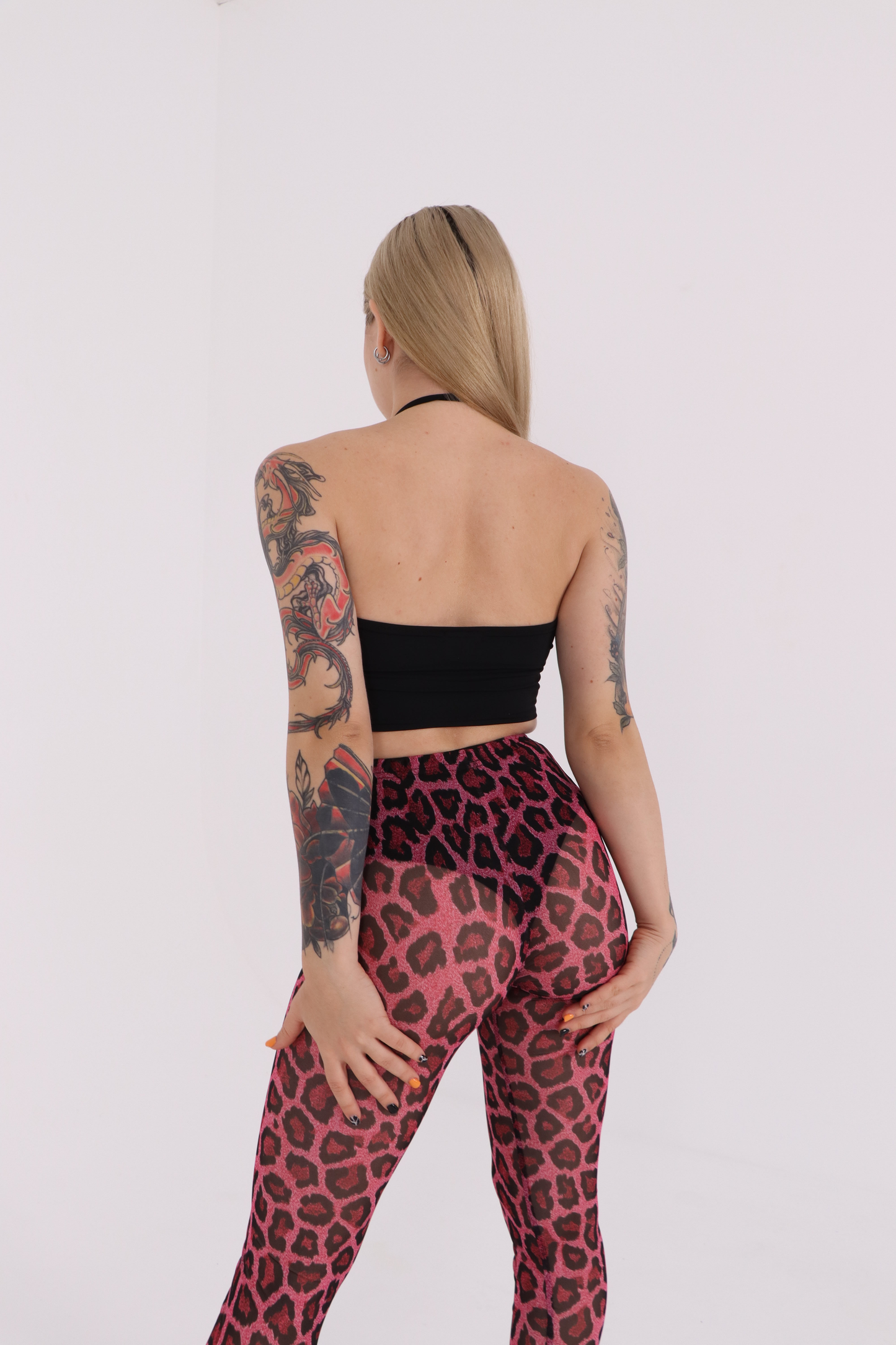 Pink Leopard Mesh Leggings