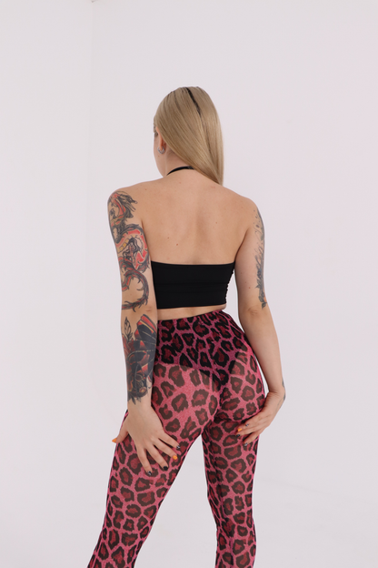 Pink Leopard Mesh Leggings