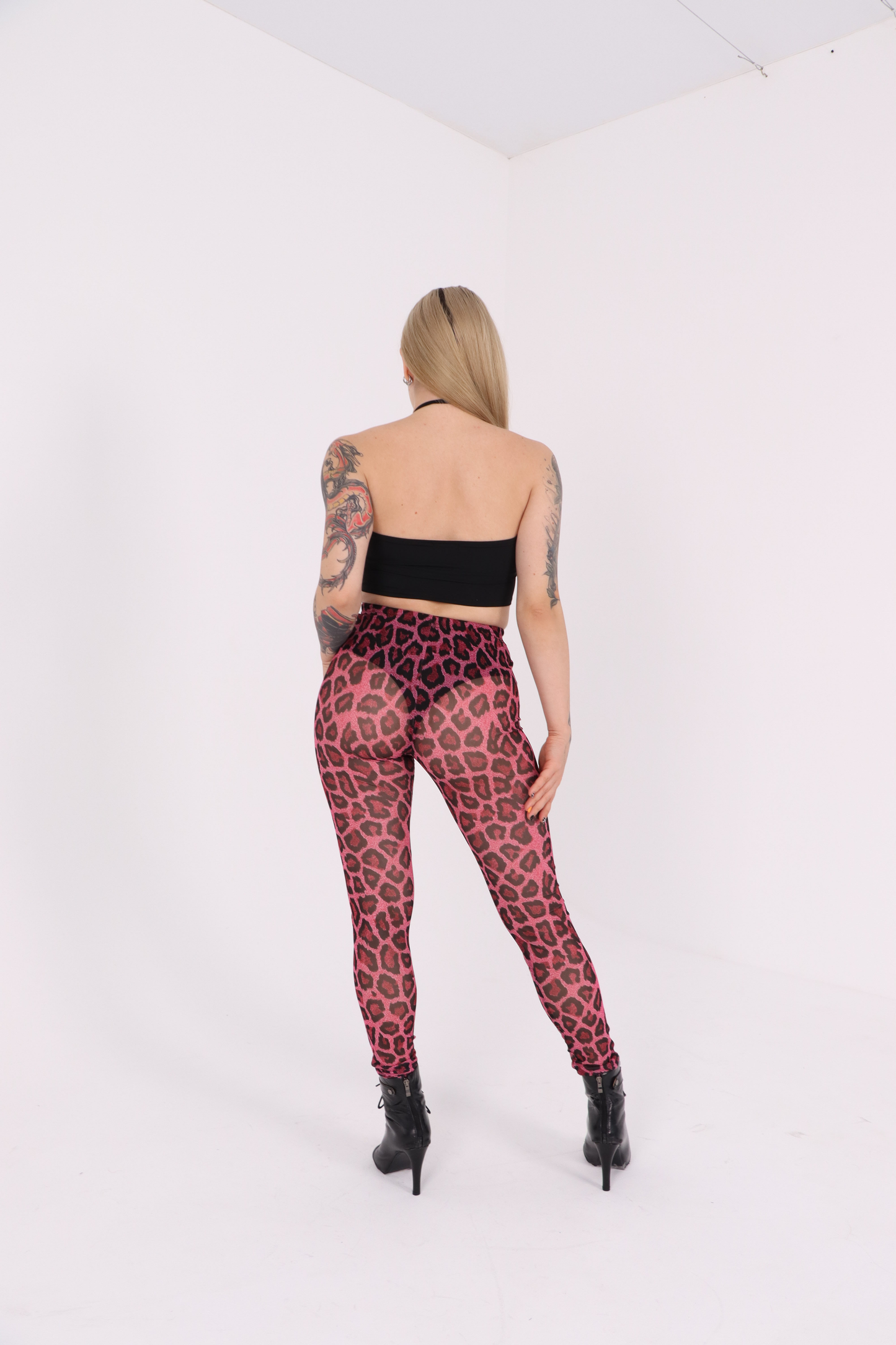 Pink Leopard Mesh Leggings