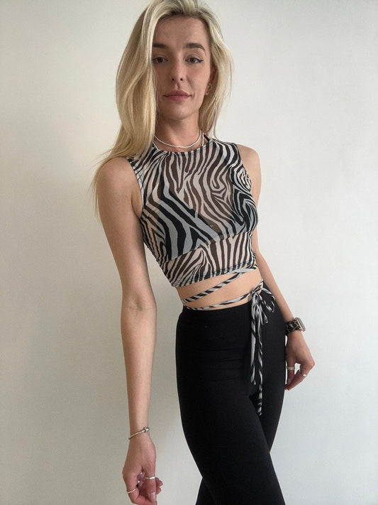 Zebra Mesh Crop Top