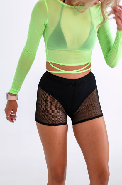 Black Mesh Biker Shorts