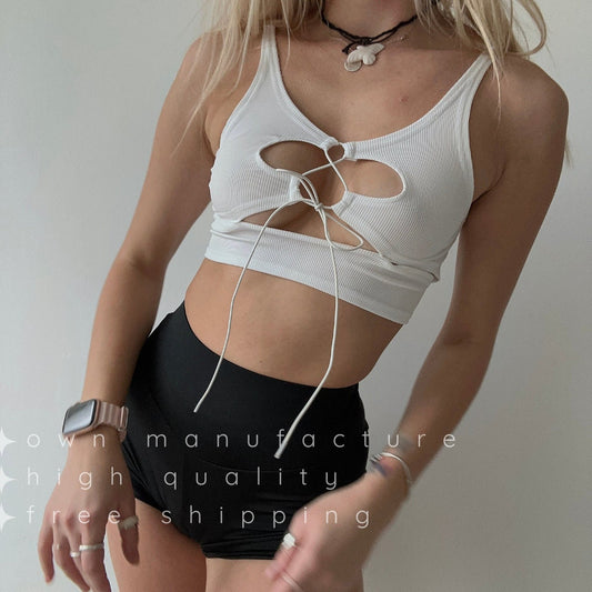 White Knit Bralette Crop Top