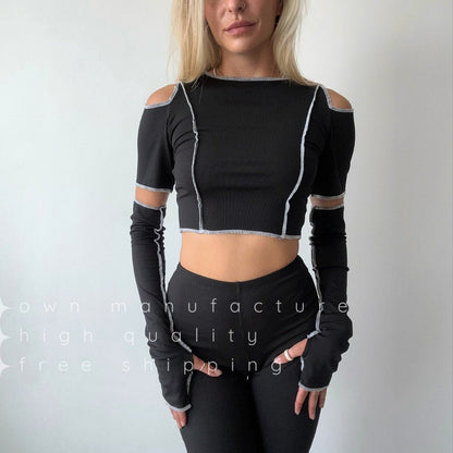 Black Dance Top & Gloves Set