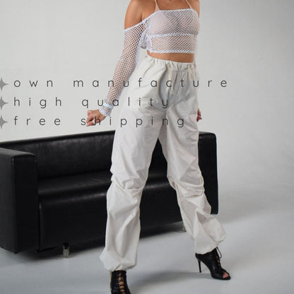 White Cargo Wide Leg Pants