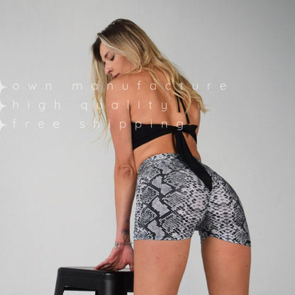 Grey Python Biker Shorts