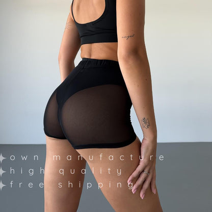 Black Mesh Cheeky Booty Shorts