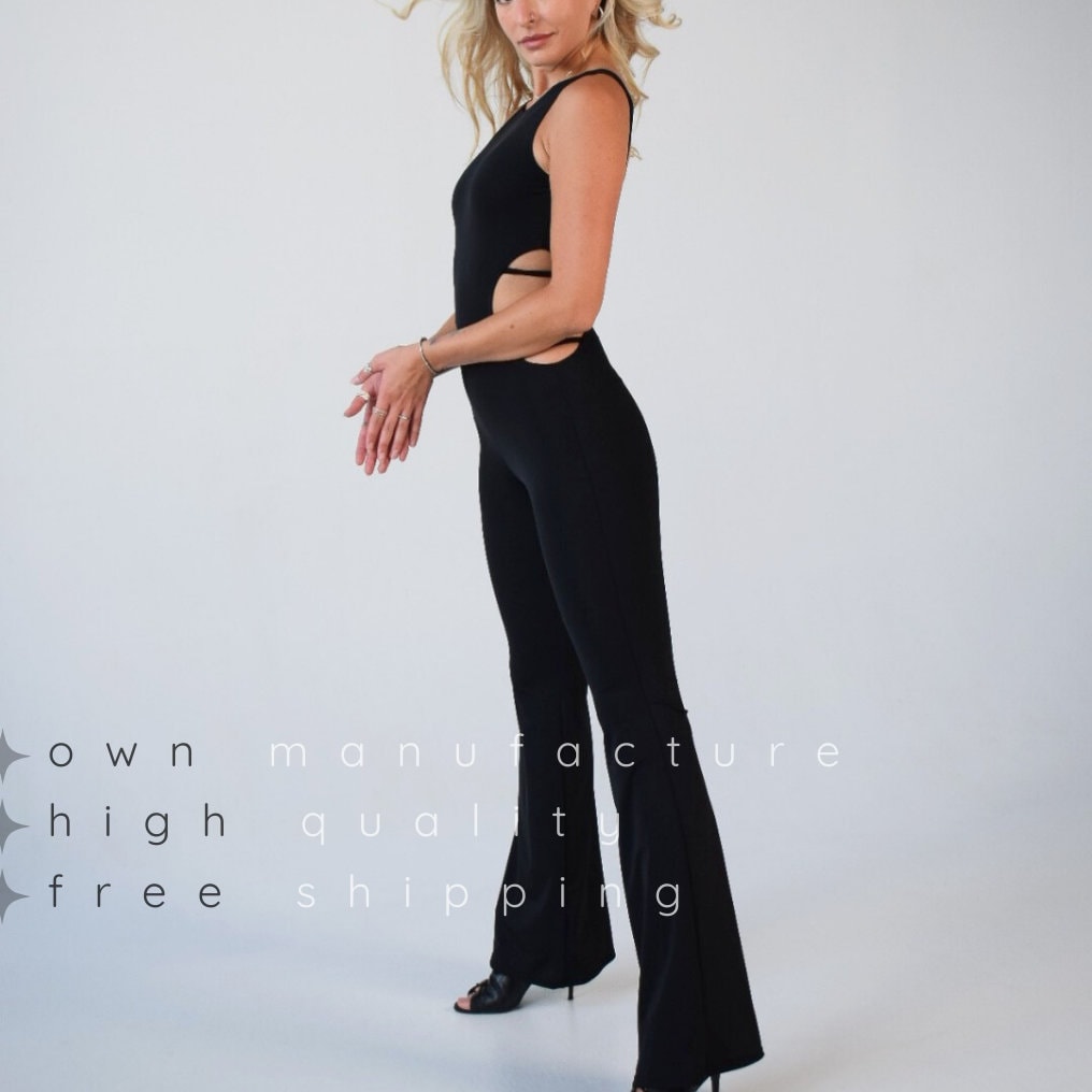 Black Open Back Sleeveless Jumpsuit