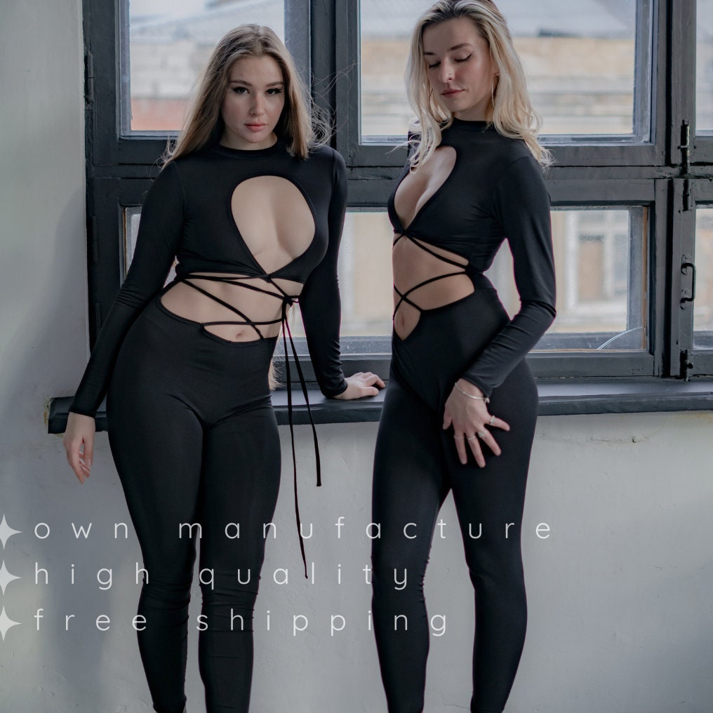 Black Cut Out Jumpsuit with Ties