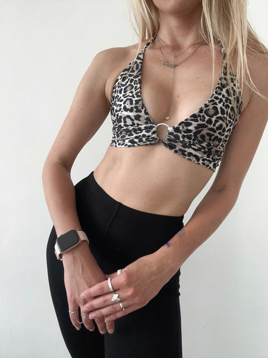 Beige Leopard Ring Bralette Top
