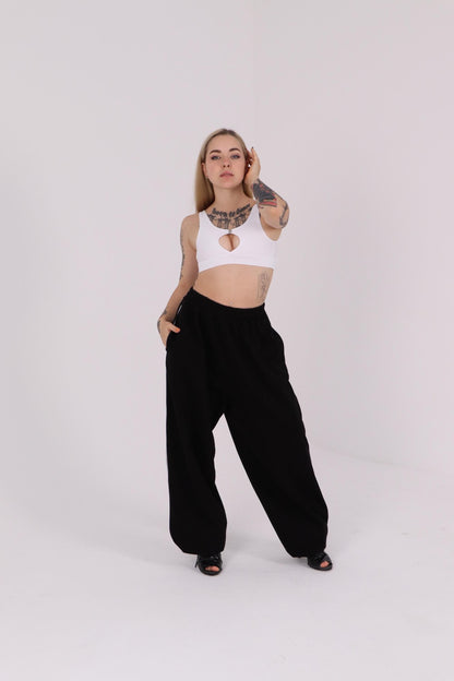 Black Hip Hop Wide Leg Pants