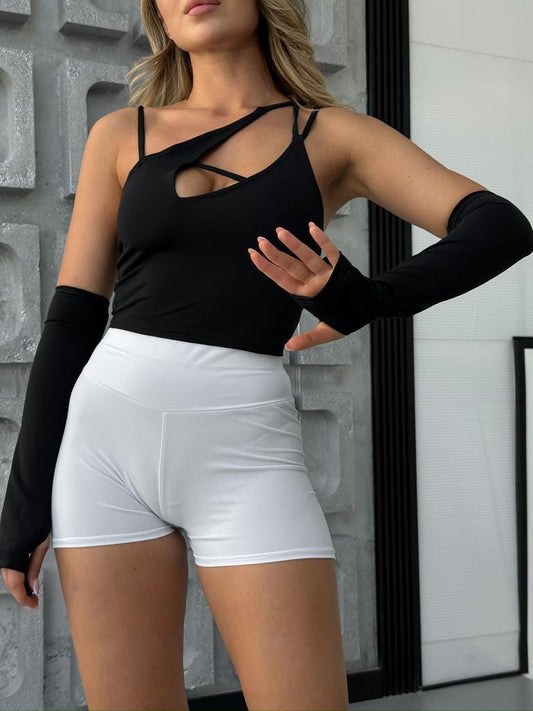 Black Fingerless Matte Dance Gloves