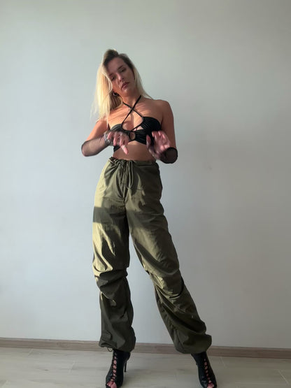 Black Asymmetric Mesh Mini Dress